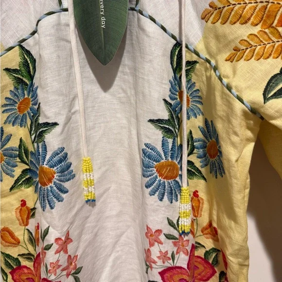 Farm Rio Bloom Garden embroidered linen maxi dress, Size L - Picture 12 of 14